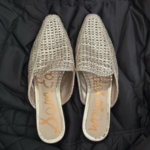 Sam Edelman Women's Elva Pointed Toe Slide Flats gold